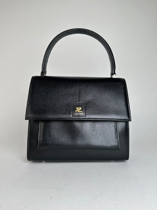 Vintage Courrèges Top Handle Bag Leather Black