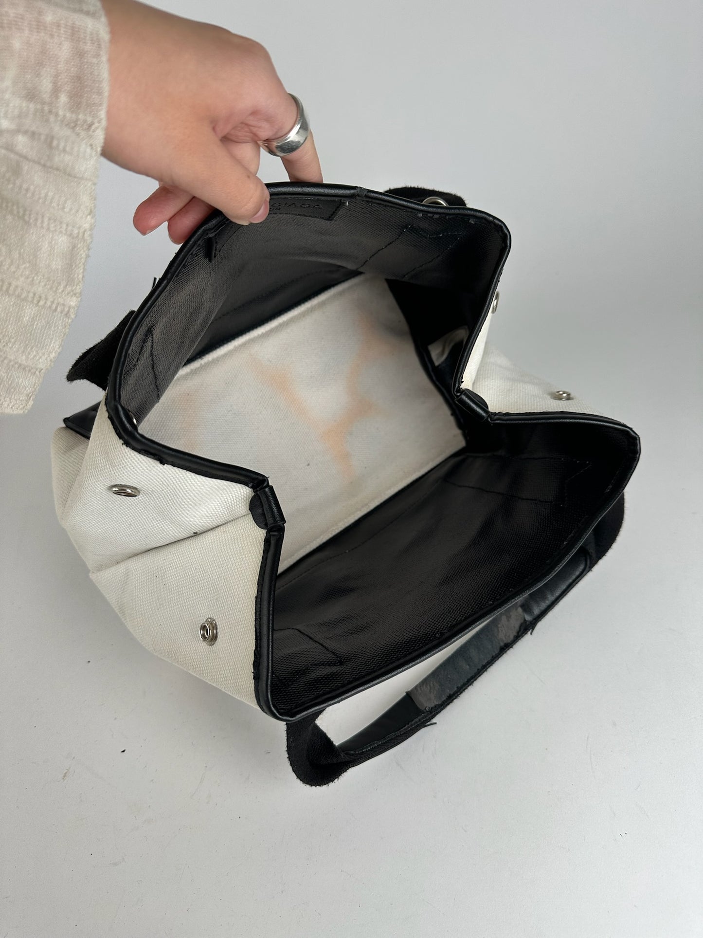 Vintage Balenciaga Logo bag White black