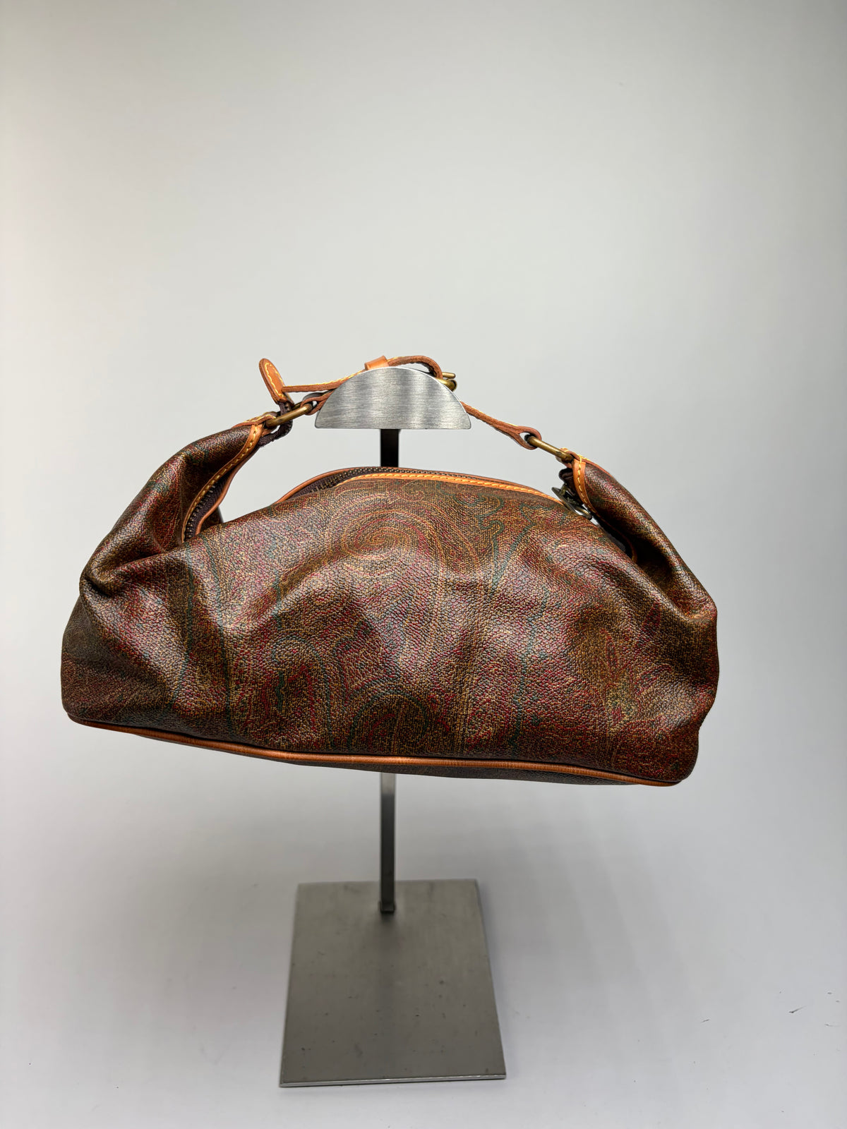 Vintage Etro Paisley Canvas Hobo Bag Late 1990s Rust Green Gold