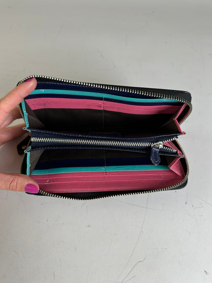 Vintage Vivienne Westwood Leather Zip Wallet Black Silver