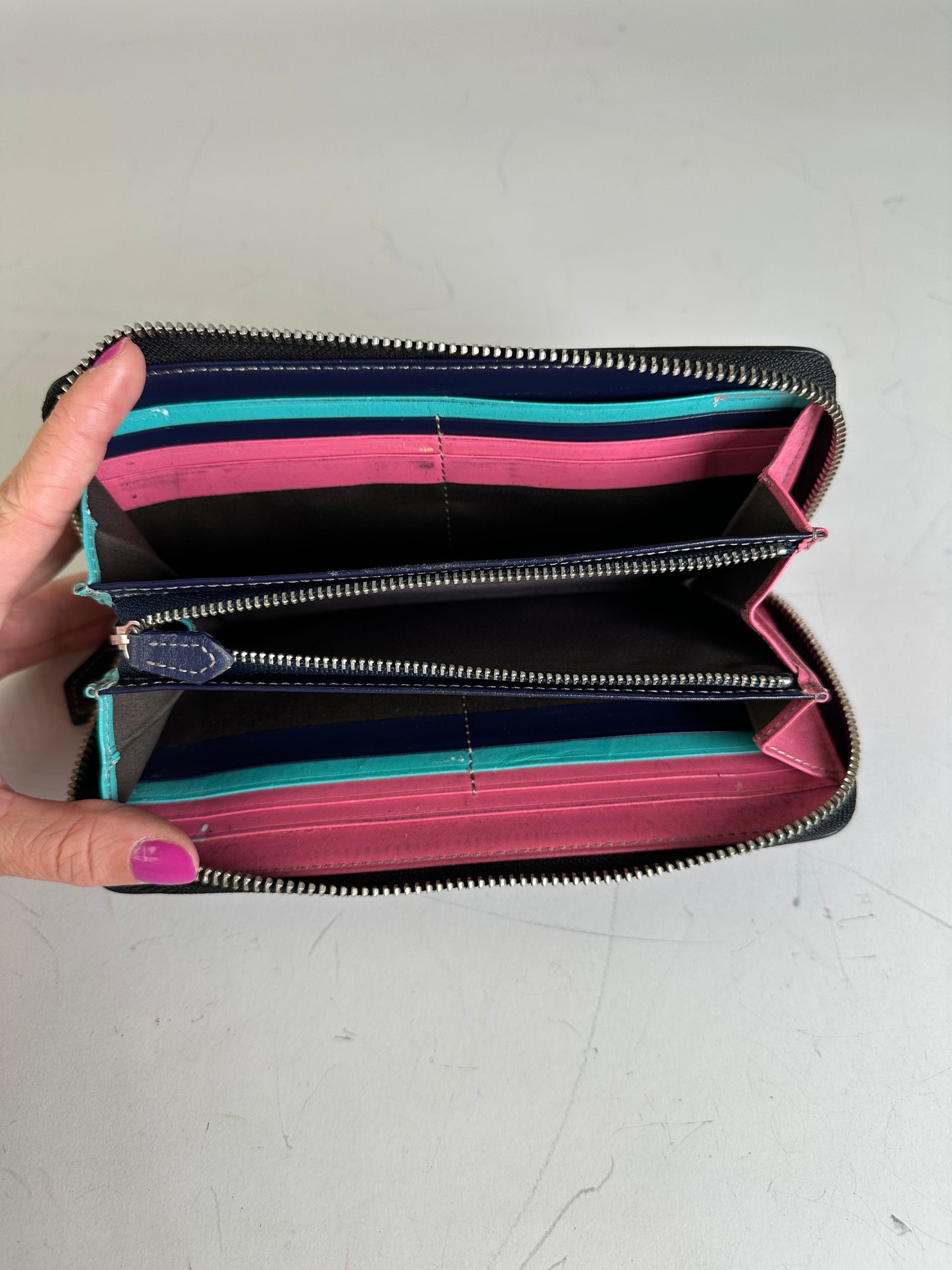 Vintage Vivienne Westwood Leather Zip Wallet Black Silver