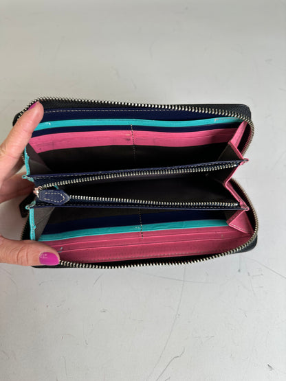 Vintage Vivienne Westwood Leather Zip Wallet Black Silver