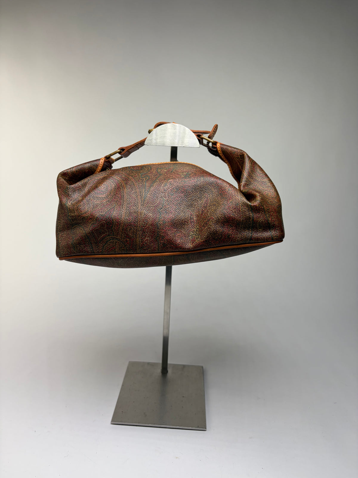 Vintage Etro Paisley Canvas Hobo Bag Late 1990s Rust Green Gold
