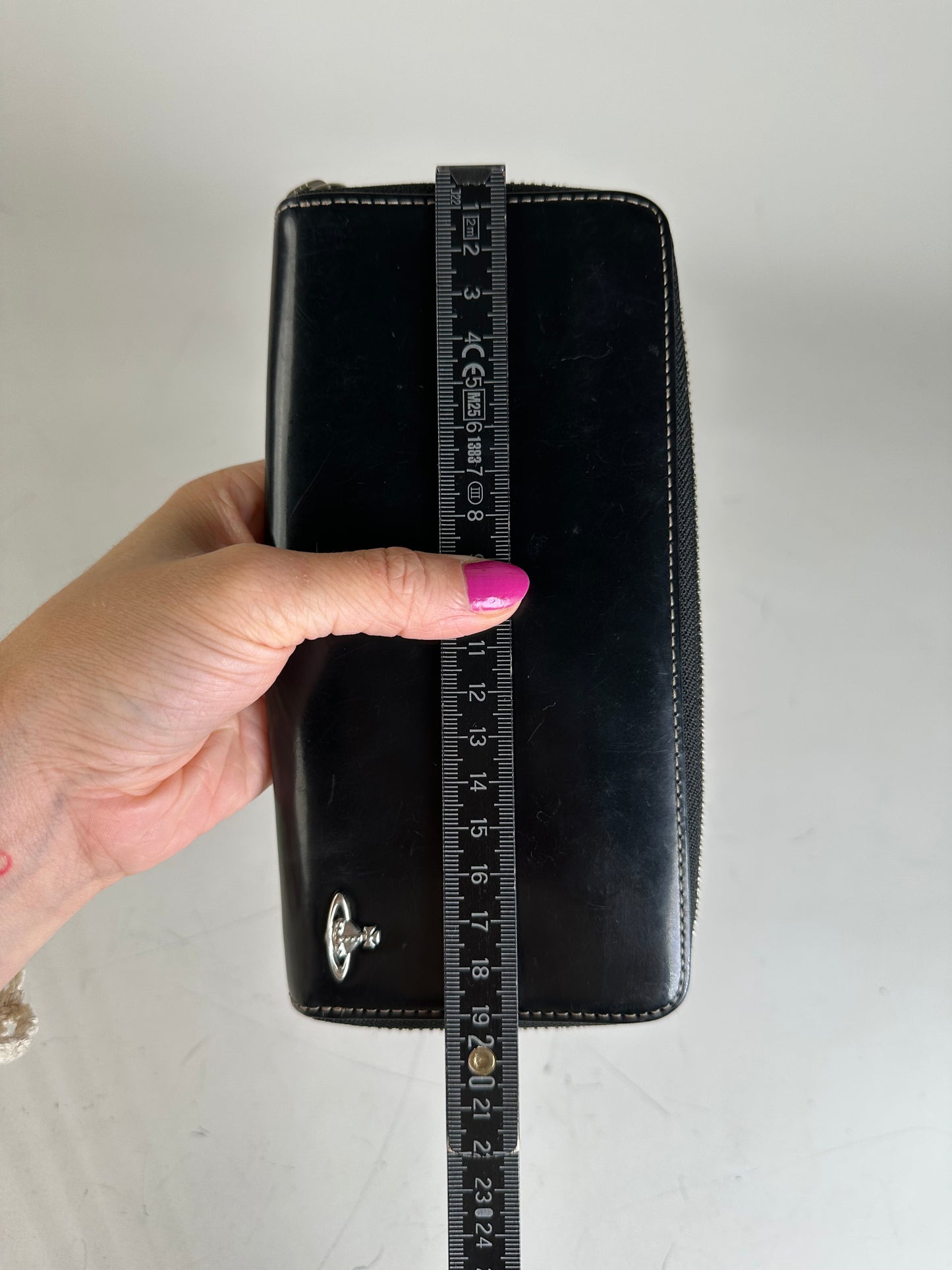 Vintage Vivienne Westwood Leather Zip Wallet Black Silver