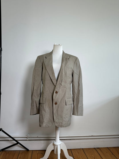 Vintage Dior Men's Wool Blend Blazer Beige Brown Pinstripe L