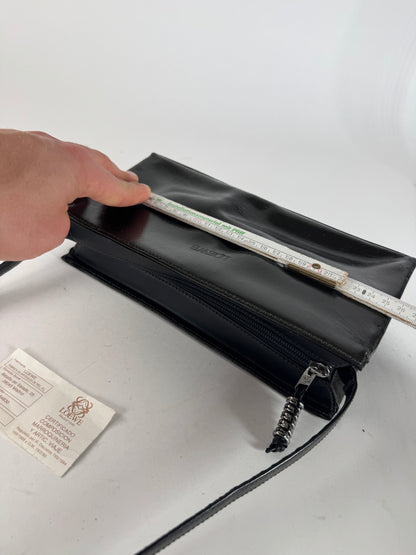 Vintage Loewe Madrid Patent Leather Shoulder Bag Black Dark-Green