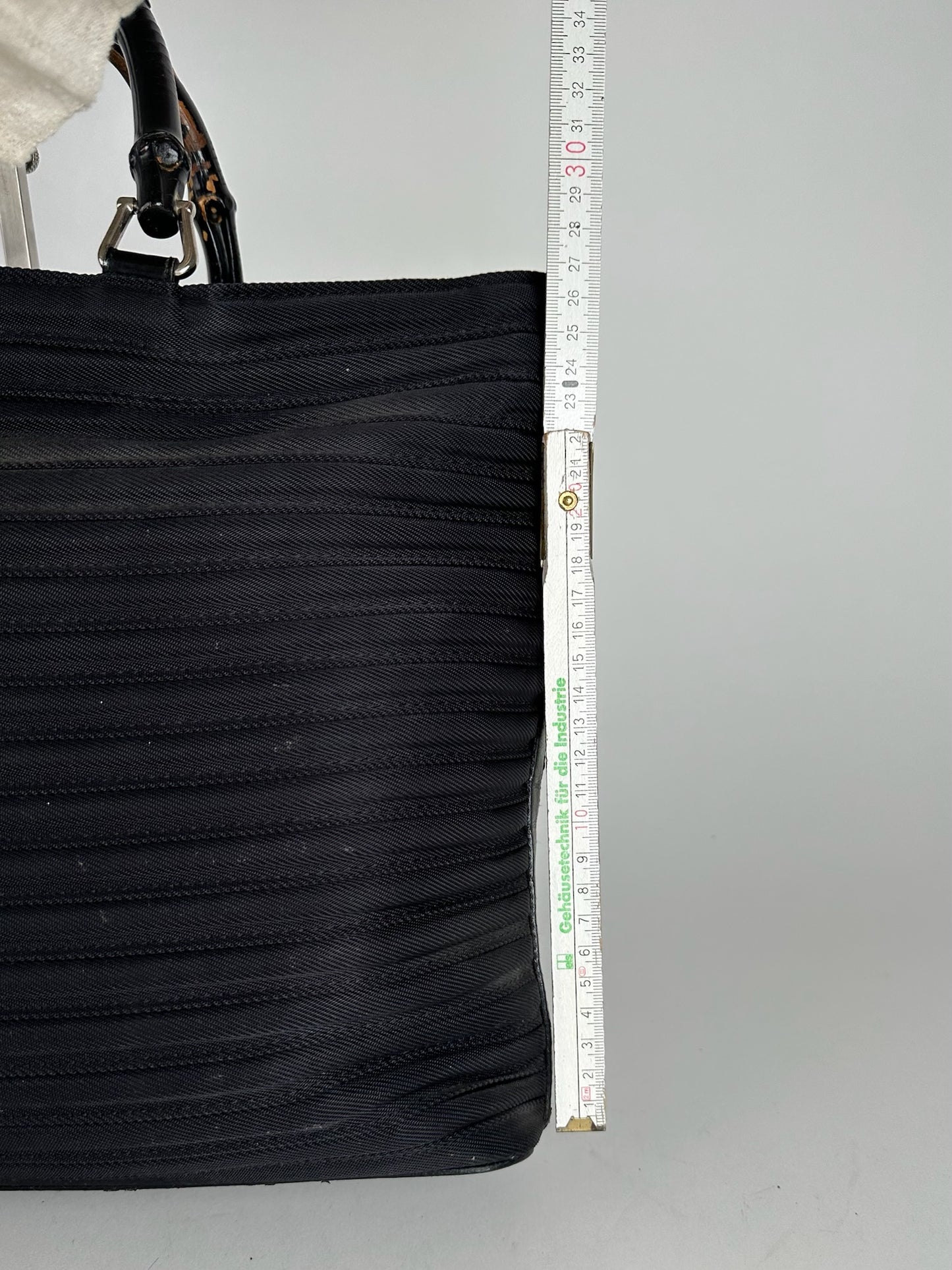 Vintage Gucci Bamboo Top Handle Canvas Bag black