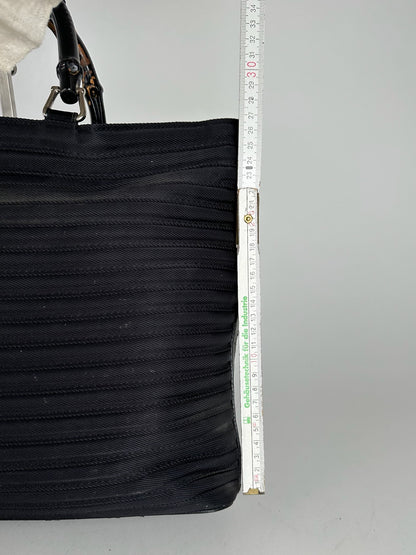 Vintage Gucci Bamboo Top Handle Canvas Bag black