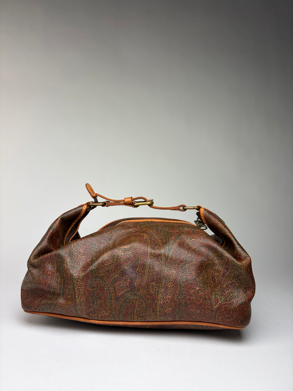 Vintage Etro Paisley Canvas Hobo Bag Late 1990s Rust Green Gold