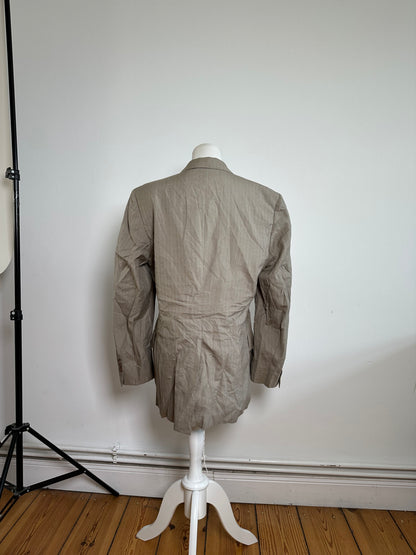 Vintage Dior Men's Wool Blend Blazer Beige Brown Pinstripe L