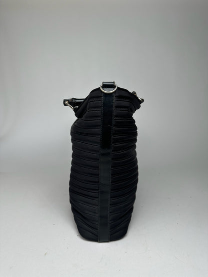 Vintage Gucci Bamboo Top Handle Canvas Bag black