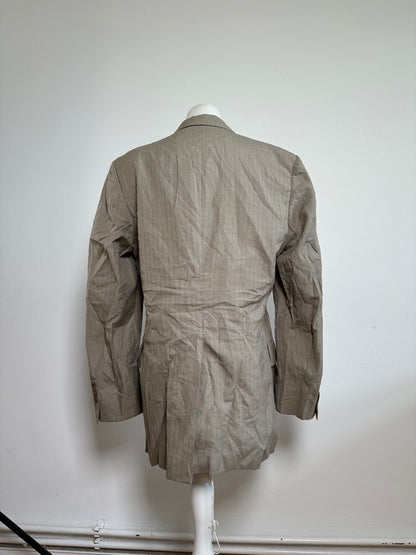 Vintage Dior Men's Wool Blend Blazer Beige Brown Pinstripe L