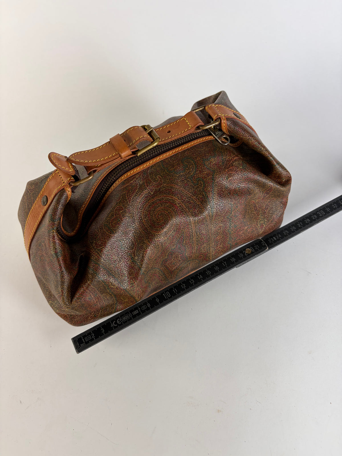 Vintage Etro Paisley Canvas Hobo Bag Late 1990s Rust Green Gold