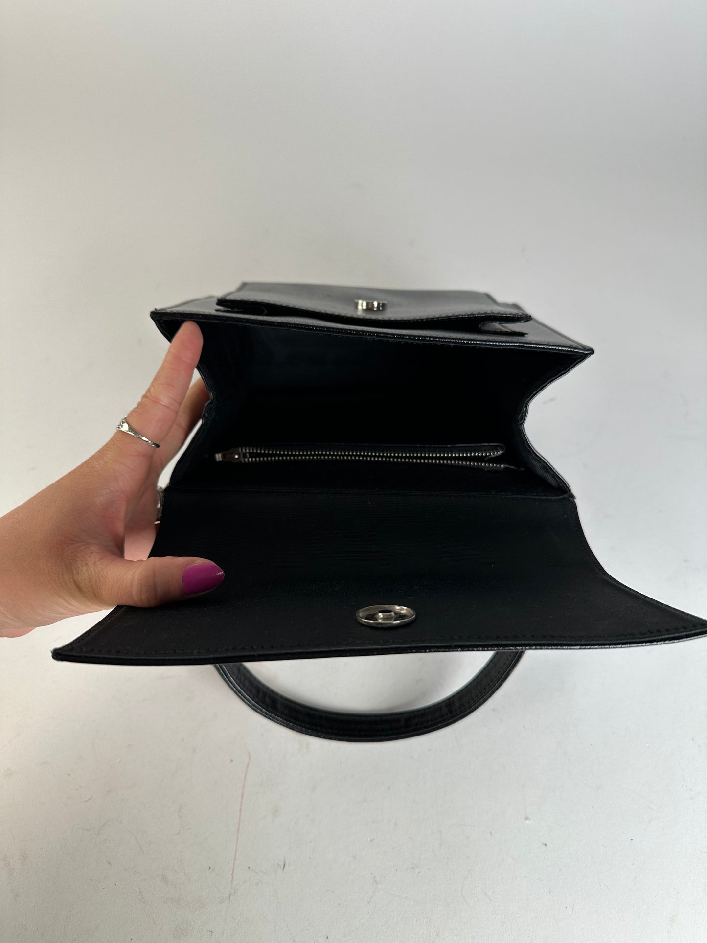 Vintage Courrèges Top Handle Bag Leather Black