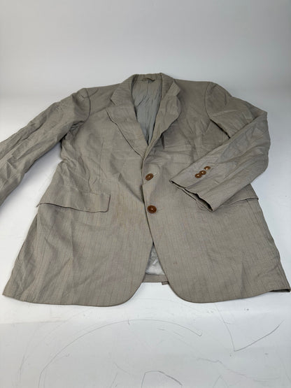 Vintage Dior Men's Wool Blend Blazer Beige Brown Pinstripe L