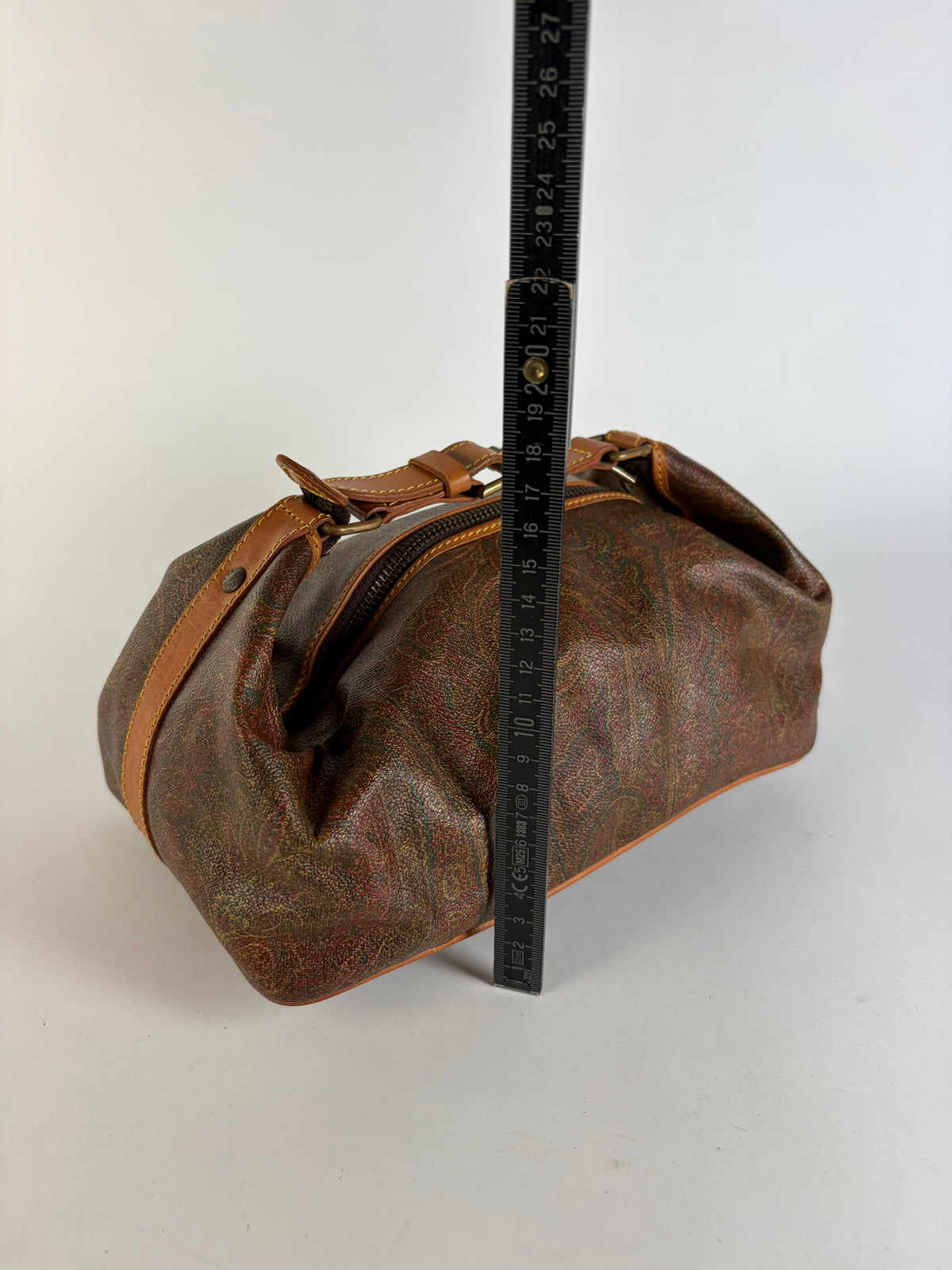Vintage Etro Paisley Canvas Hobo Bag Late 1990s Rust Green Gold