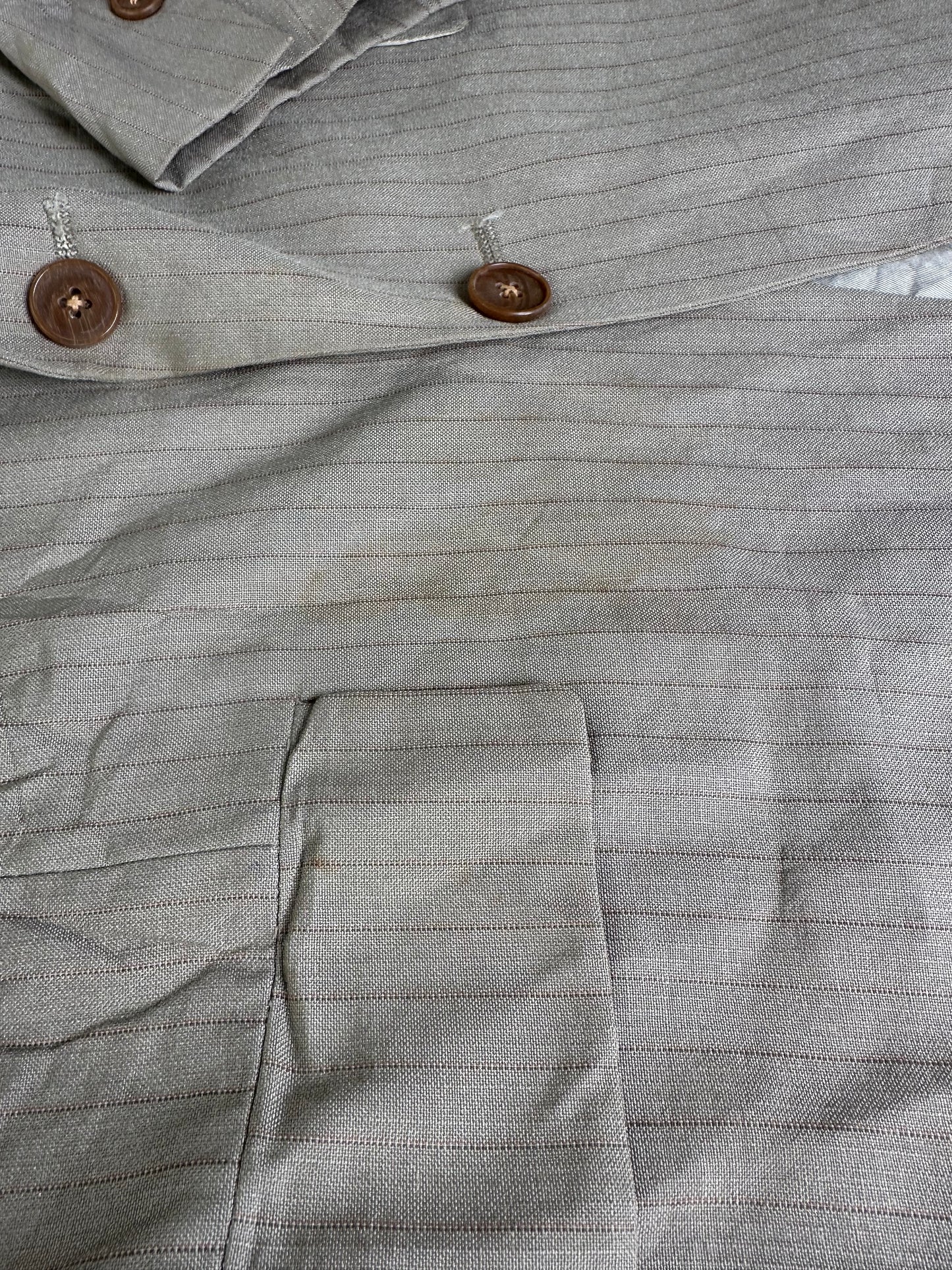 Vintage Dior Men's Wool Blend Blazer Beige Brown Pinstripe L