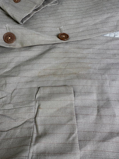 Vintage Dior Men's Wool Blend Blazer Beige Brown Pinstripe L
