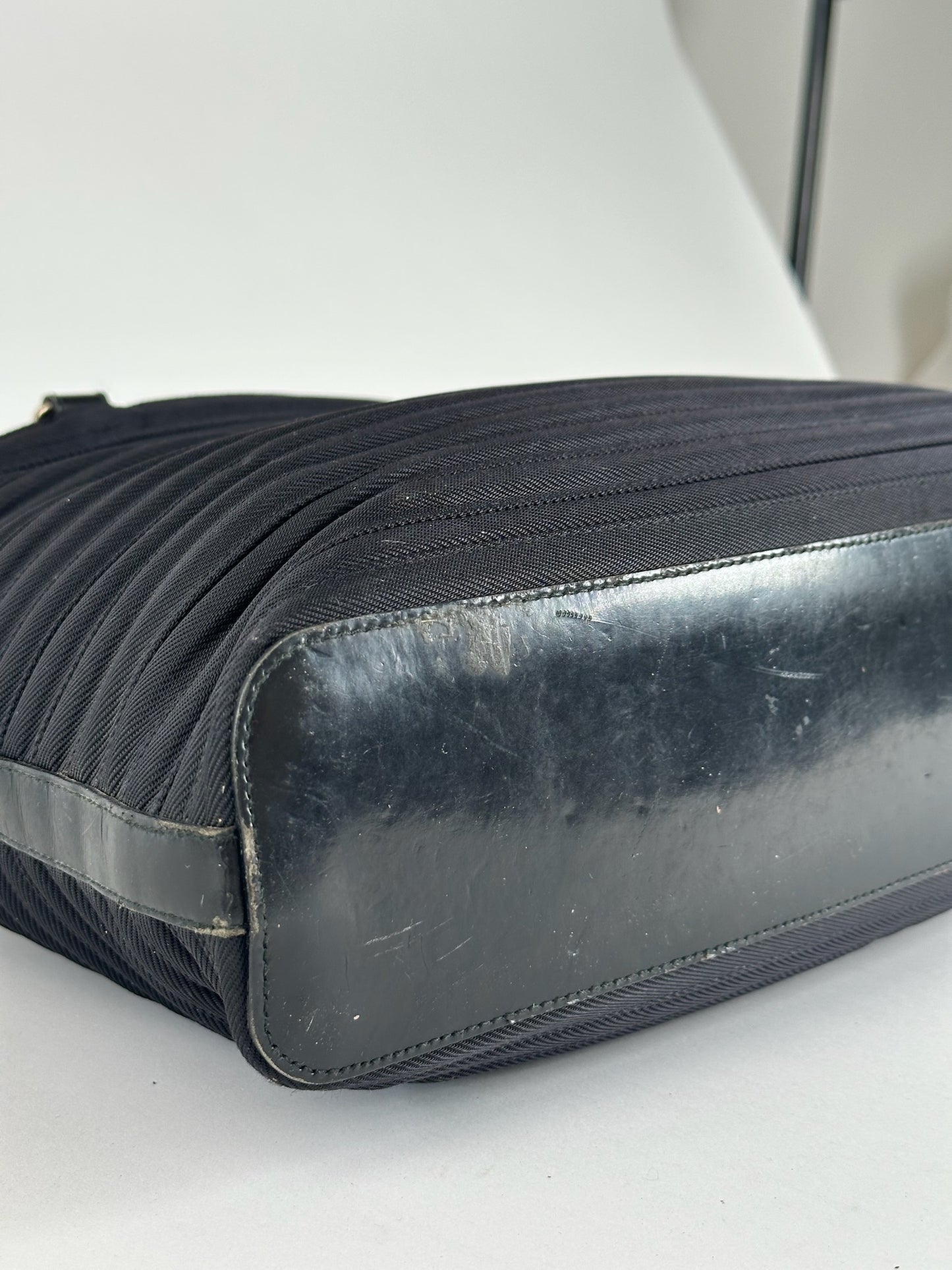 Vintage Gucci Bamboo Top Handle Canvas Bag black