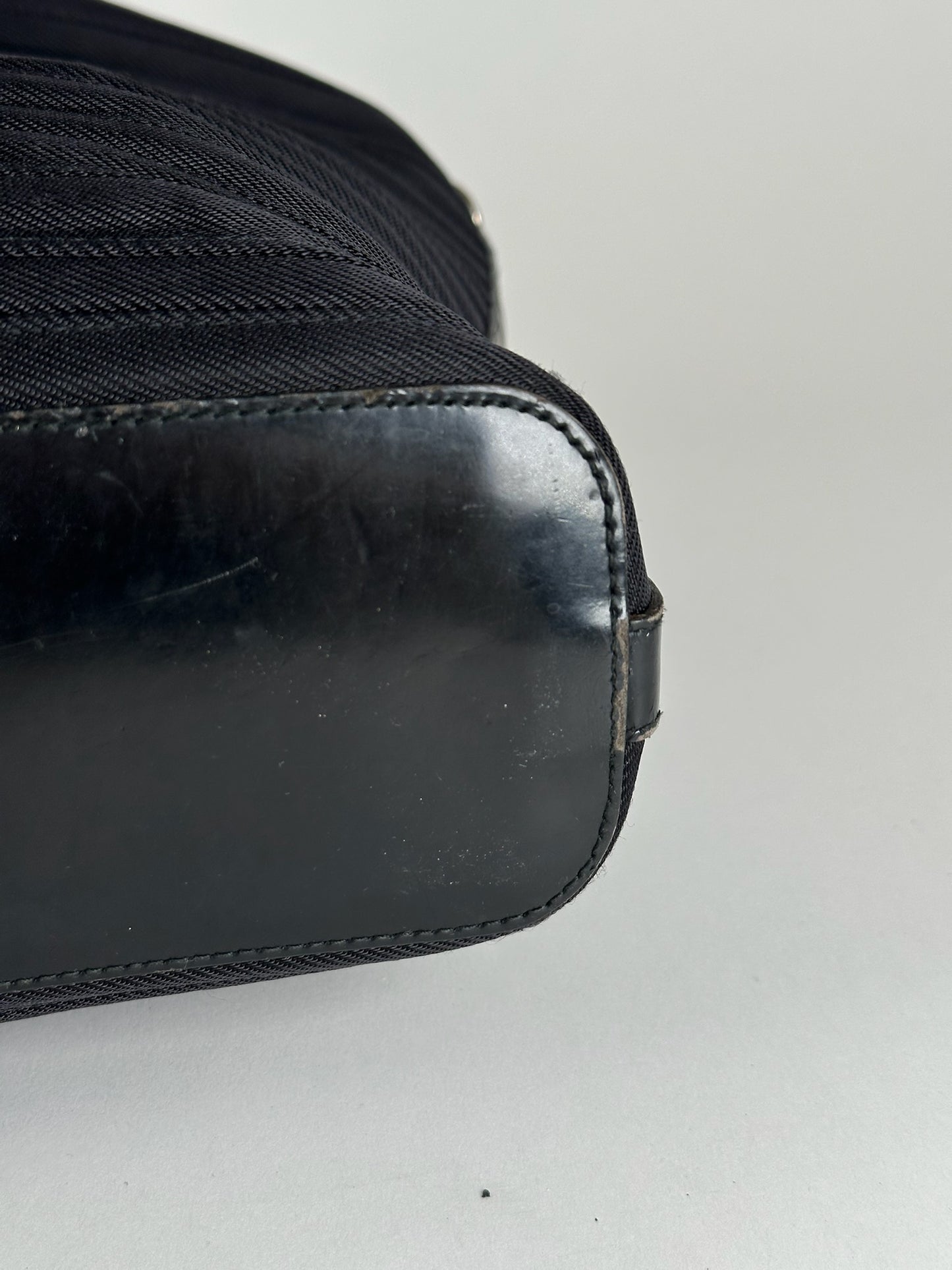 Vintage Gucci Bamboo Top Handle Canvas Bag black