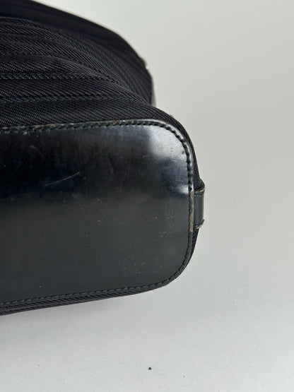 Vintage Gucci Bamboo Top Handle Canvas Bag black