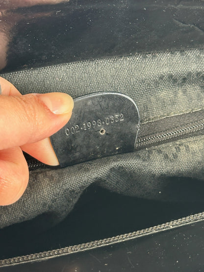 Vintage Gucci Bamboo Top Handle Canvas Bag black