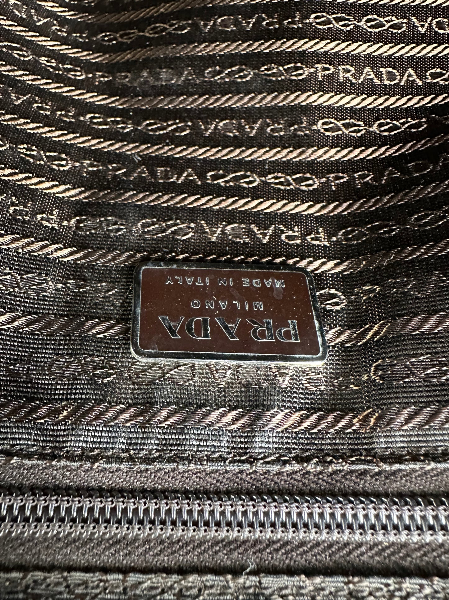Vintage Prada Canvas Leather Trim Tote Beige Brown