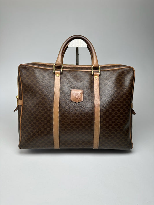 Vintage Celine Monogram Leather Suitcase brown
