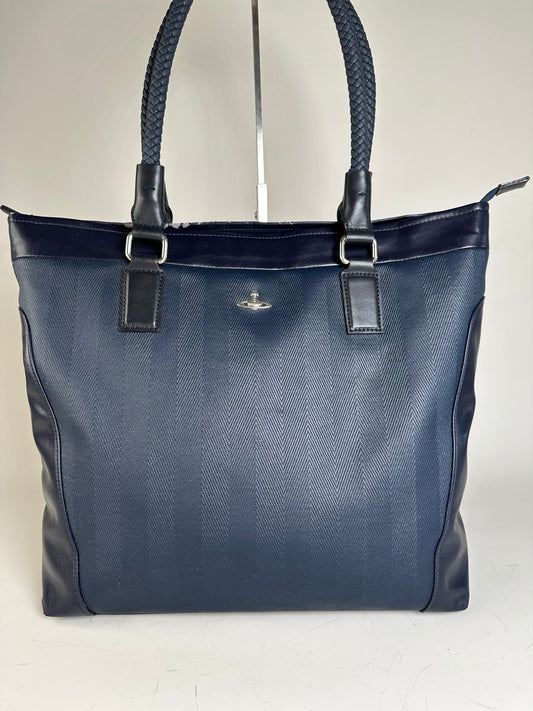Vintage Vivienne Westwood Nylon Leather Tote Navy Black