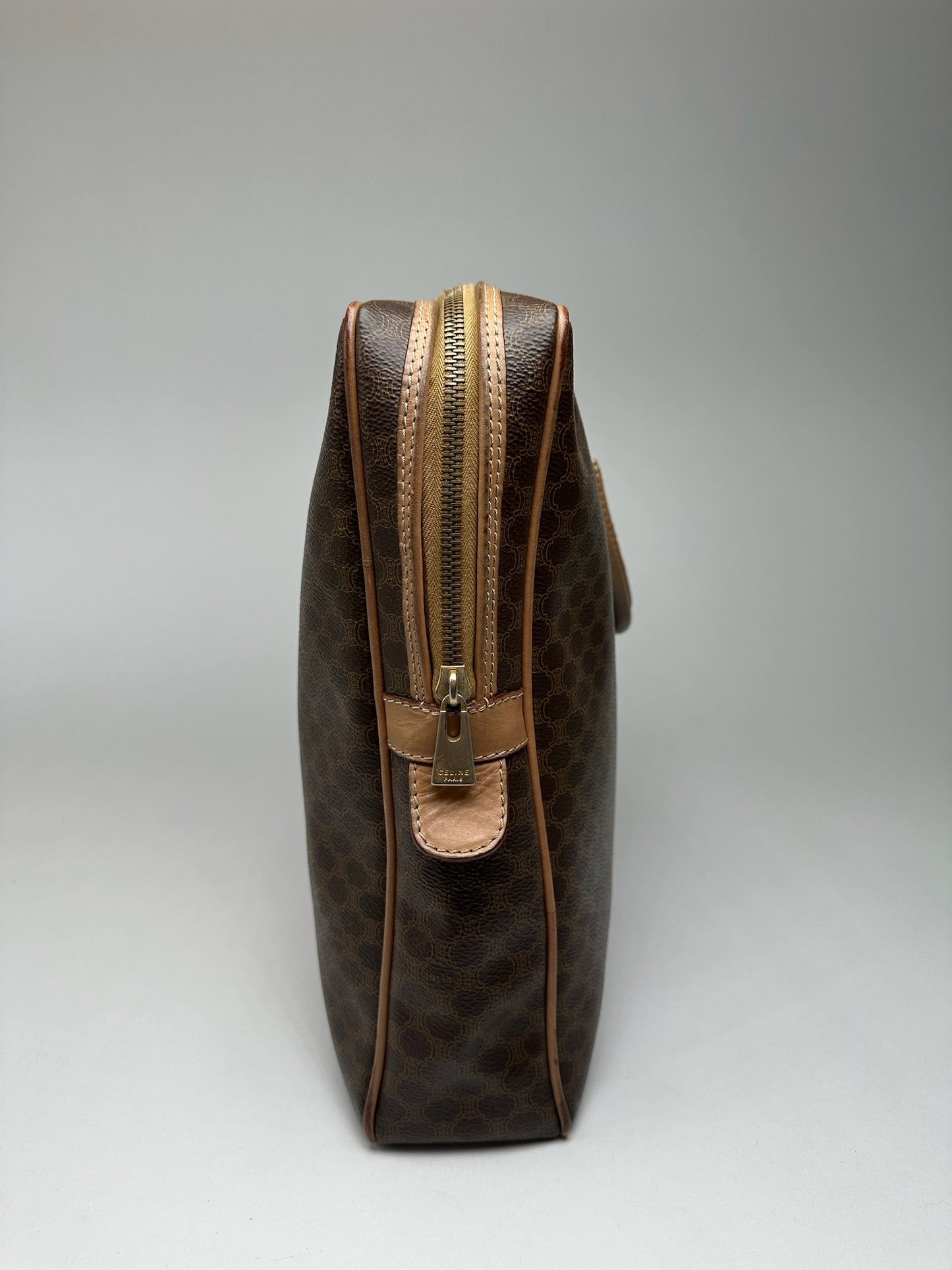 Vintage Celine Monogram Leather Suitcase brown