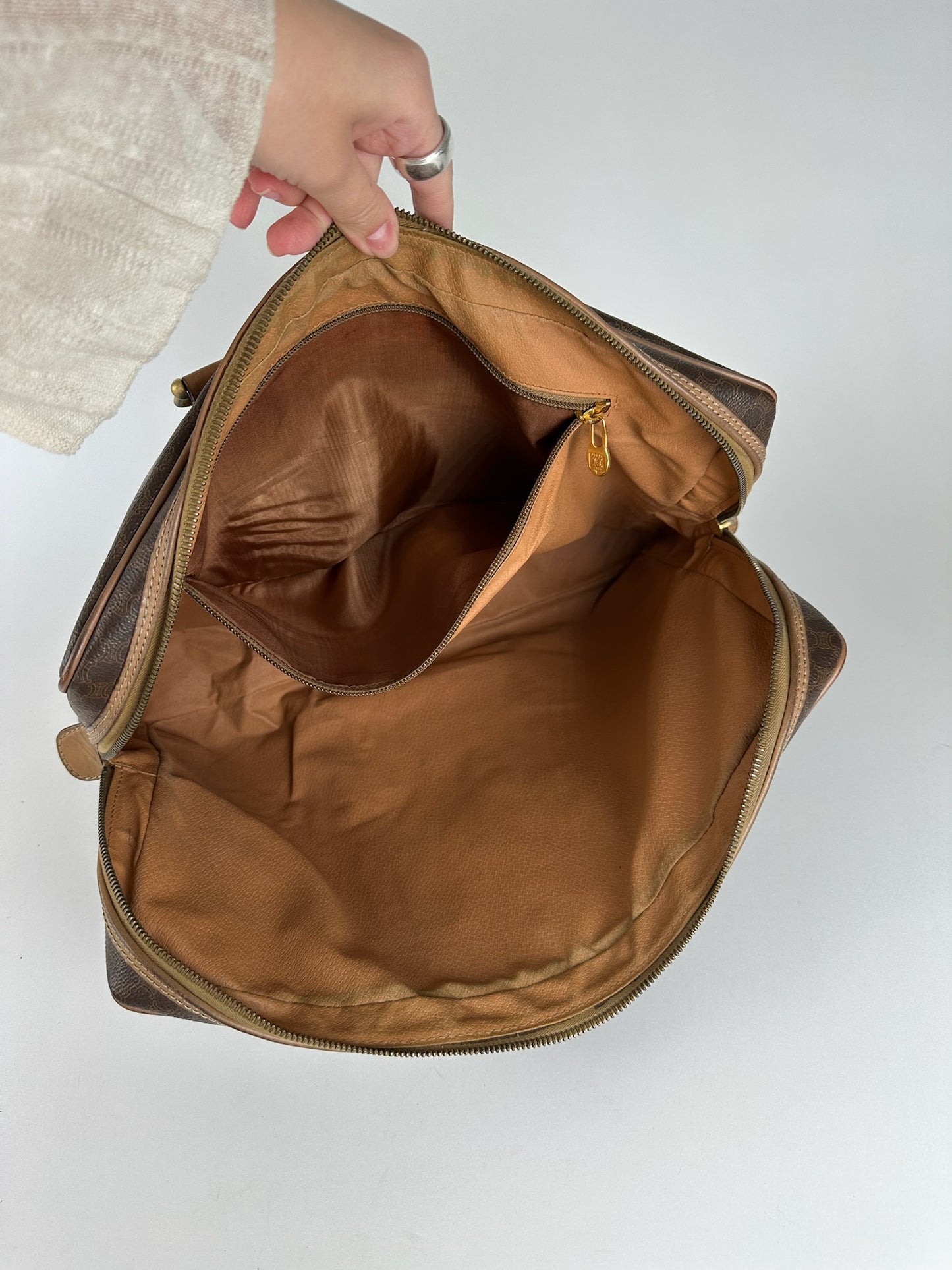 Vintage Celine Monogram Leather Suitcase brown