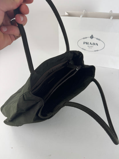 Vintage Prada Nylon Triangle Handbag Green