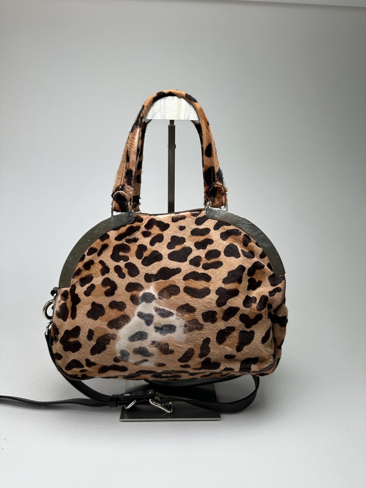 Vintage Marni Leopard fur 2way bag brown