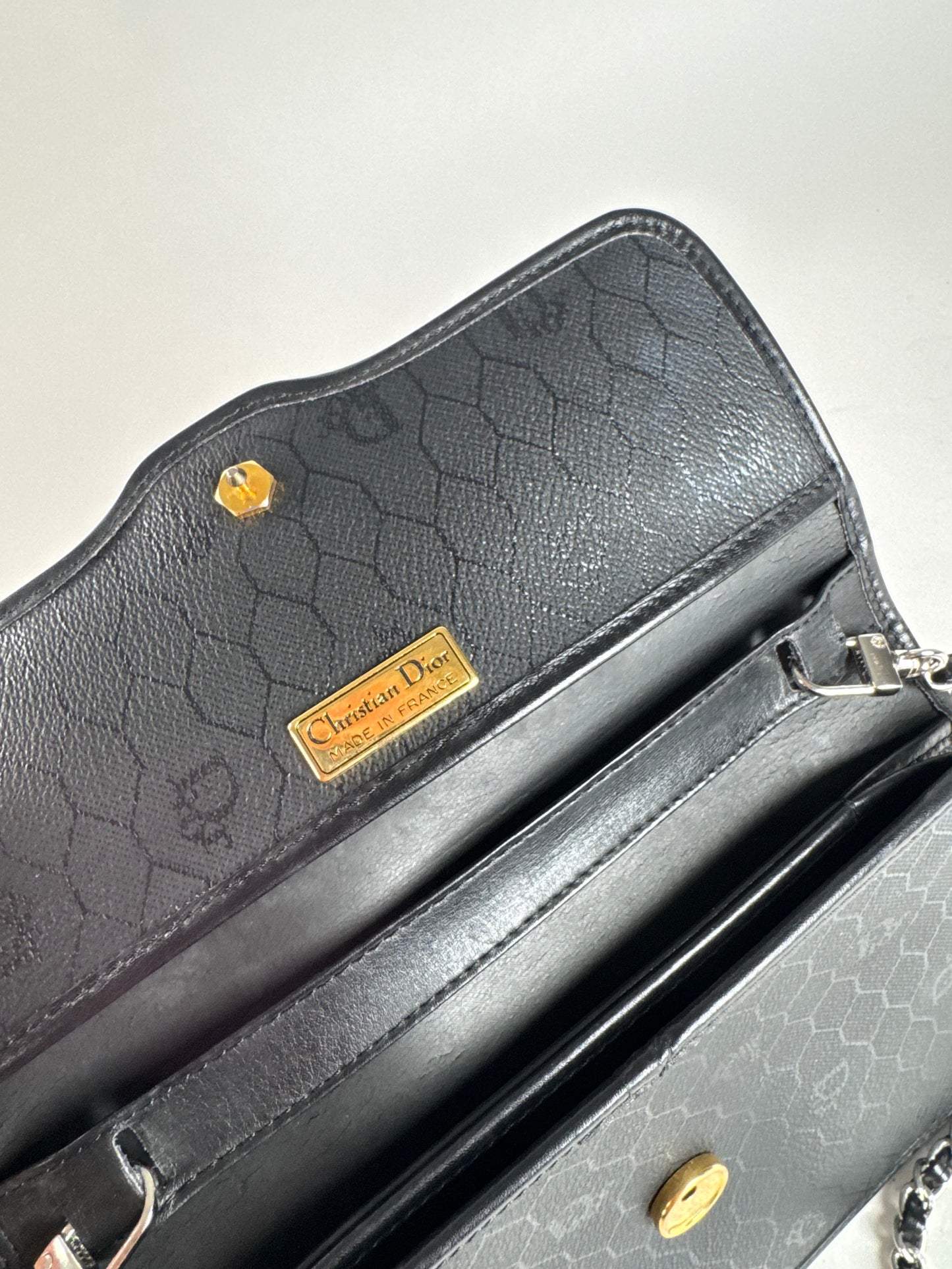 Sac vintage en cuir monogramme Dior noir