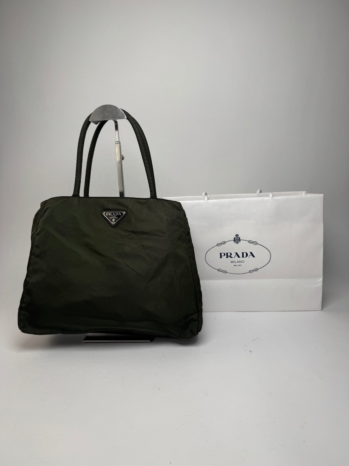 Vintage Prada Nylon Triangle Handbag Green