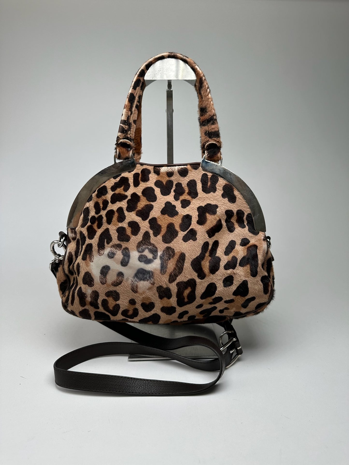 Vintage Marni Leopard fur 2way bag brown