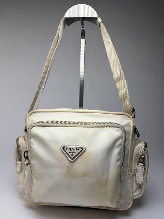 Vintage Prada Nylon Crossbody Bag Late 1990s Cream