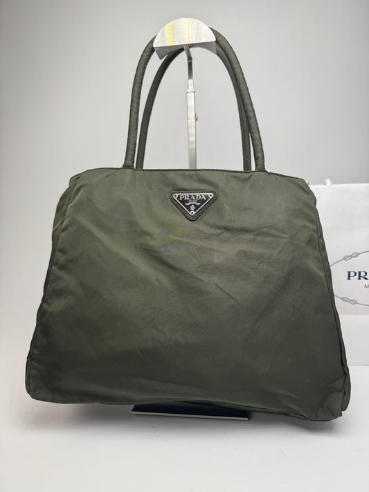 Vintage Prada Nylon Triangle Handbag Green