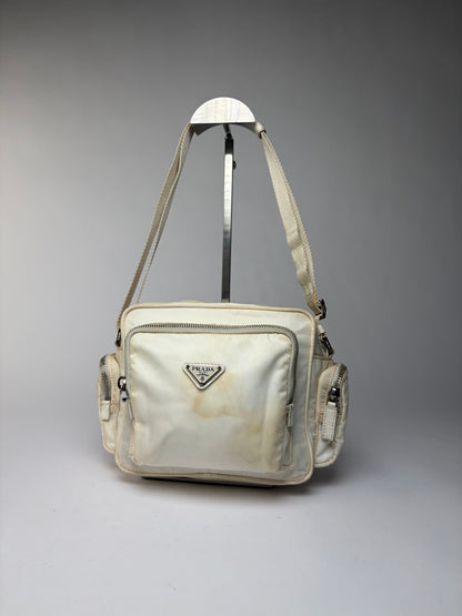 Vintage Prada Nylon Crossbody Bag Late 1990s Cream