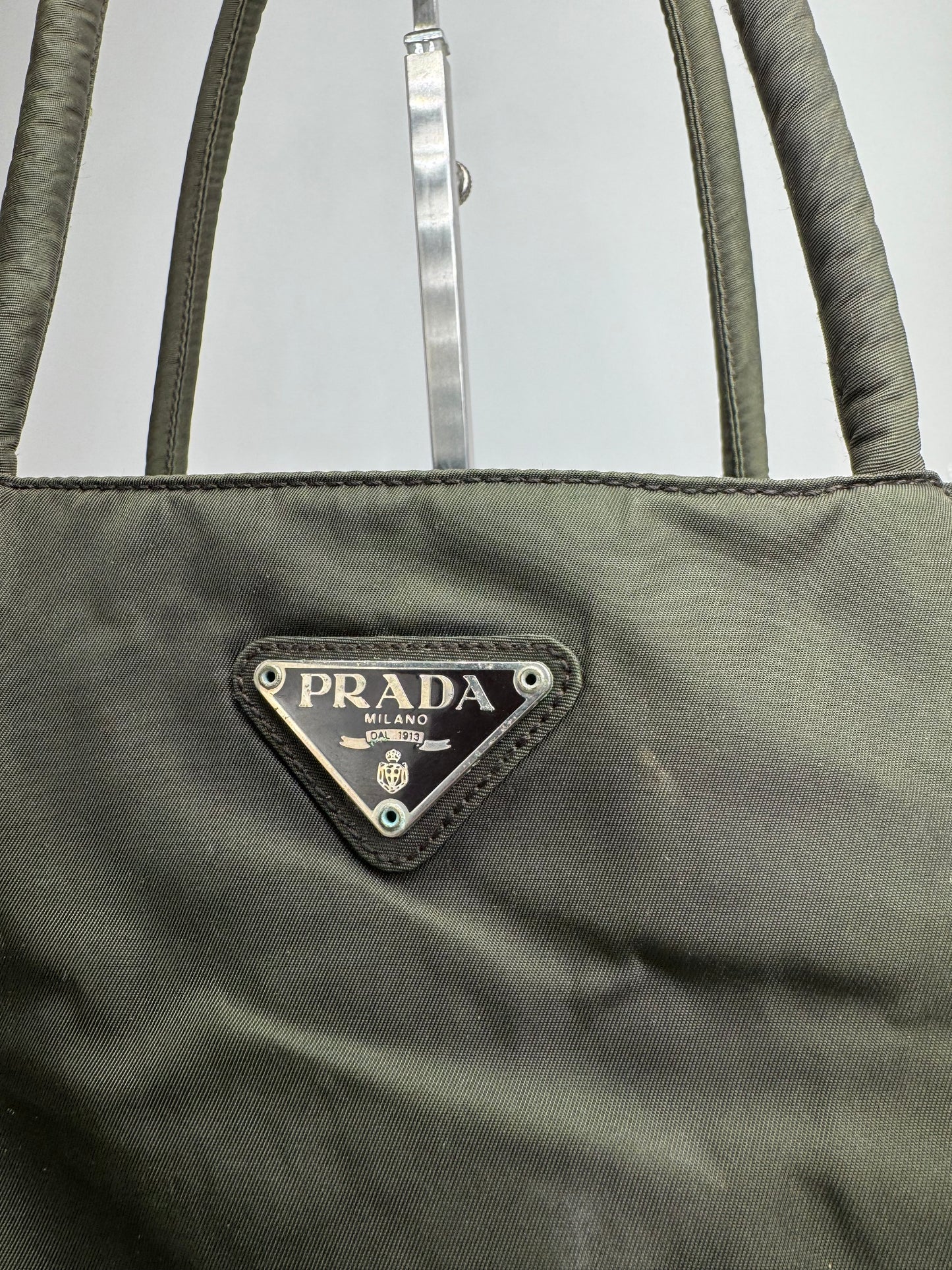 Vintage Prada Nylon Triangle Handbag Green