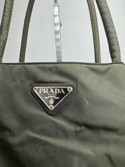 Vintage Prada Nylon Triangle Handbag Green