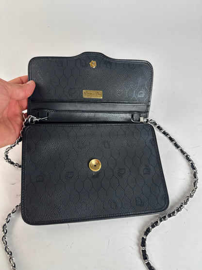 Sac vintage en cuir monogramme Dior noir