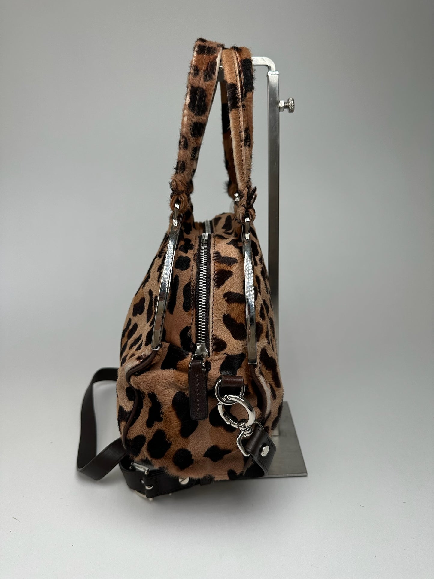 Vintage Marni Leopard fur 2way bag brown