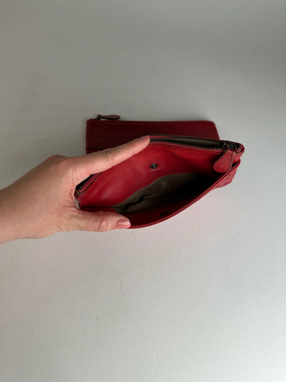 Vintage Bottega Veneta Intrecciato Leather Card Holder Wallet Red