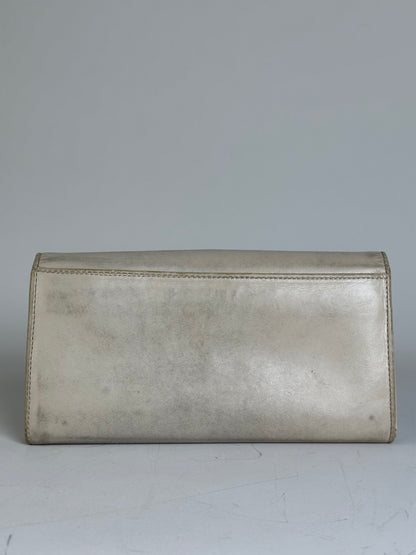 Vintage Vivienne Westwood Embroidered Leather Wallet Silver Blue