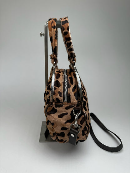 Vintage Marni Leopard fur 2way bag brown