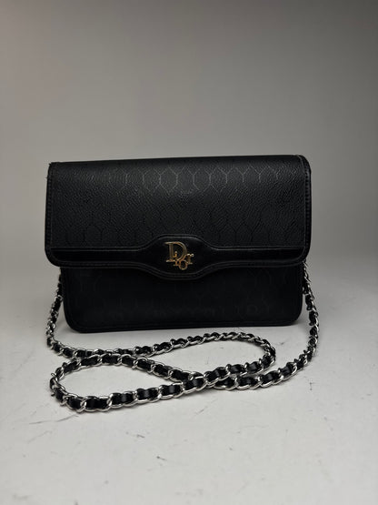 Sac vintage en cuir monogramme Dior noir