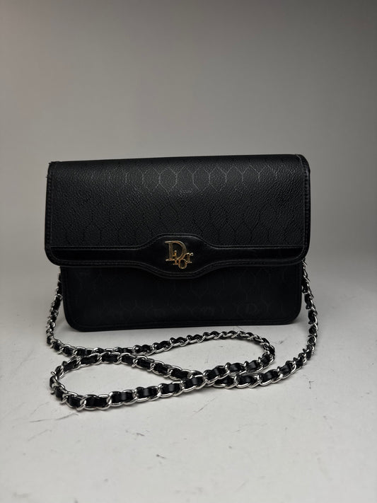 Sac vintage en cuir monogramme Dior noir