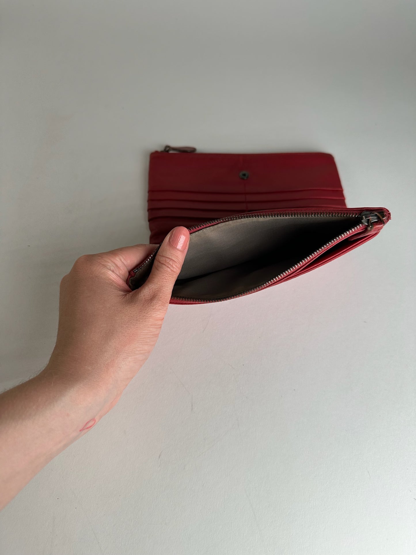 Vintage Bottega Veneta Intrecciato Leather Card Holder Wallet Red