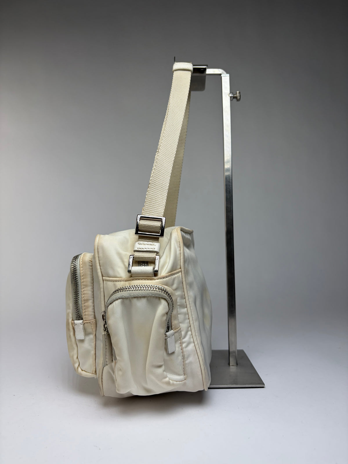 Vintage Prada Nylon Crossbody Bag Late 1990s Cream